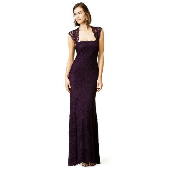 Nicole Miller Dresses & Skirts - Nicole Miller Purple Lace Horizon Gown 6 Scalloped